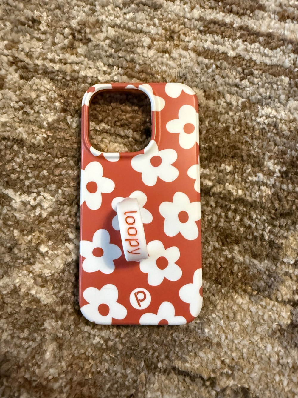 Loopy Case Coral Phone Case with White Floral Pattern  iPhone 14 Pro